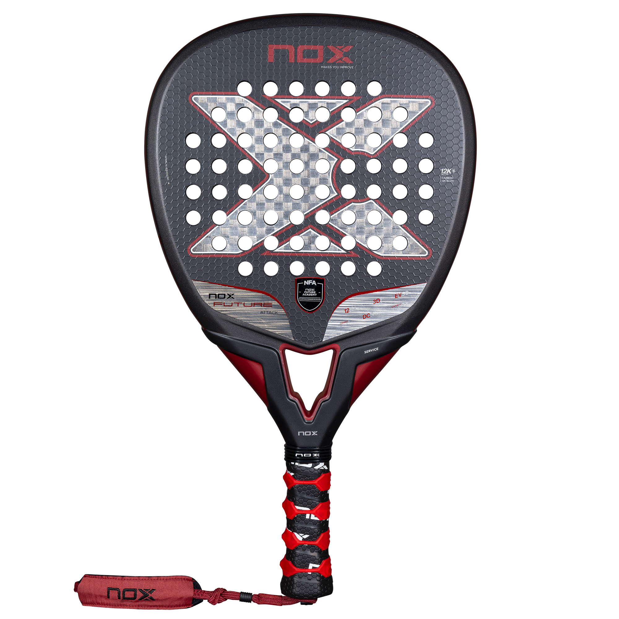 NOX AT10 Future Attack 2025 by Agustin Tapia ALUM 12k carbon Padelio raketė front
